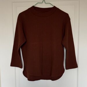 Brown waffle knit 3/4 Sleeve Top
